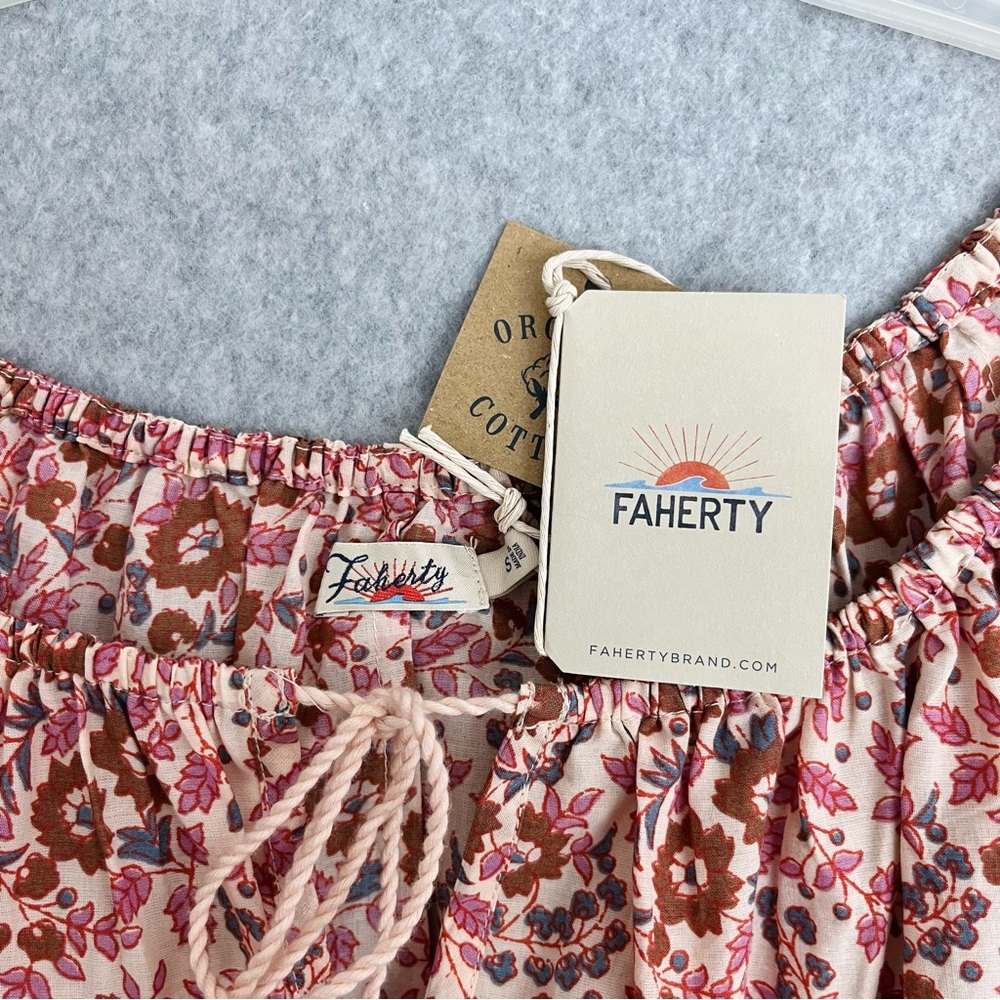 Faherty Womens Top Small Florence Earth Block Floral Boho Organic Cotton NWT - Picture 11 of 15